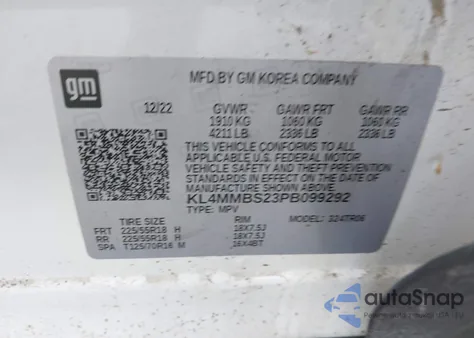 2023 Buick Encore Gx Preferred Fwd z USA, uszkodzony, nr VIN KL4MMBS23PB099292